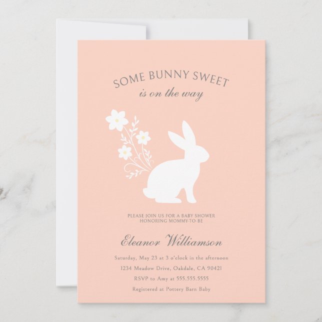 Some bunny sweet floral baby shower  invitation (Front)