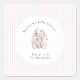 Some Bunny Sweet Pink Baby Shower  Square Sticker