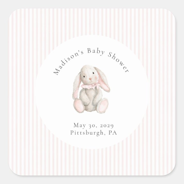 Some Bunny Sweet Pink Baby Shower  Square Sticker (Front)