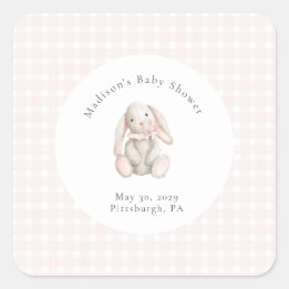 Some Bunny Sweet Pink Baby Shower  Square Sticker
