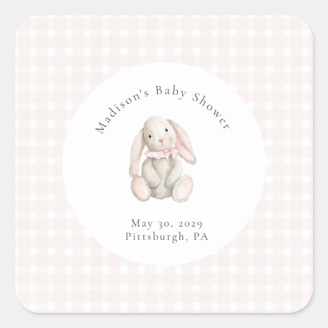Some Bunny Sweet Pink Baby Shower  Square Sticker (Front)