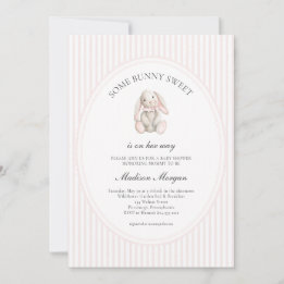 Some Bunny Sweet Pink Girl Baby Shower  Invitation