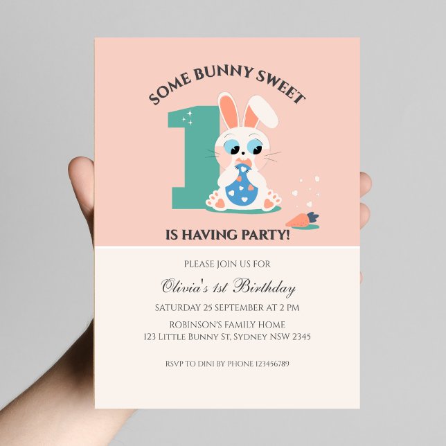 Some bunny sweet rabbit birthday invitation (Creator Uploaded)