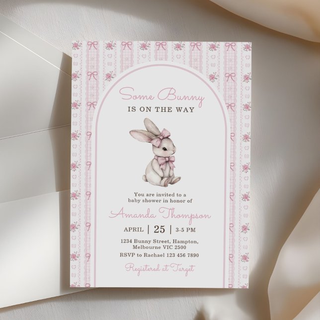 Some Bunny Vintage Rabbit Baby Shower Invitation (Creator Uploaded)