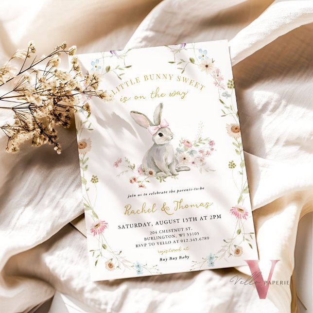 Some Bunny Wildflower Baby Shower Gender Reveal Invitation (Creator Uploaded)
