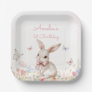 Some Bunny Wildflower Birthday Paper Plates