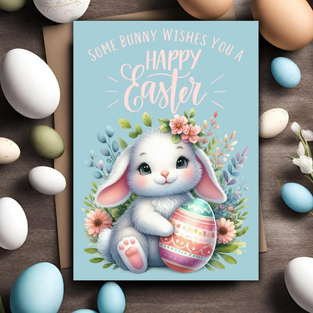 Some Bunny Wishes You A Happy Easter Custom Holiday Card (Some Bunny Wishes You A Happy Easter Custom Holiday Card)