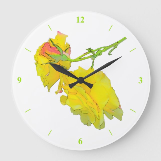 Some cut Roses Large Clock (Front)