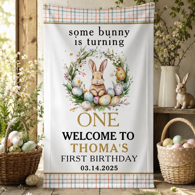 Some easter Bunny Is Turning one 1st birthday Banner (Some easter Bunny Is Turning one 1st birthday Banner)