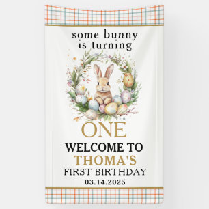 Some easter Bunny Is Turning one 1st birthday Banner