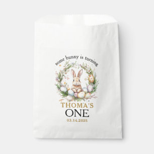 Some easter Bunny Is Turning one 1st birthday Favour Bags