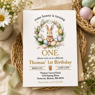 Some easter Bunny Is Turning one 1st birthday Invitation