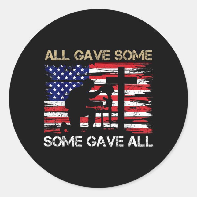 Some Gave Remember and Honour Memorial Day Flag US Classic Round Sticker (Front)
