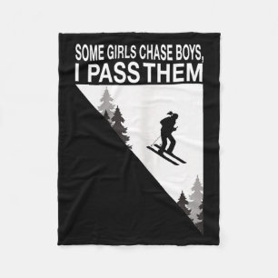 Some girl chase boys i pass them ski girl  fleece blanket