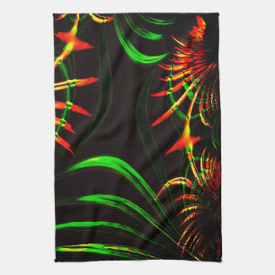Some grass leaves and carved 'fire flower petals'? tea towel