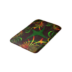 Some green grass and yellow fire-coloured curves bath mat