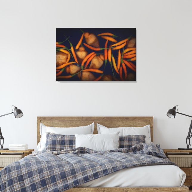 Some Like It Hot Orange Pepper Canvas Print (Insitu(Bedroom))