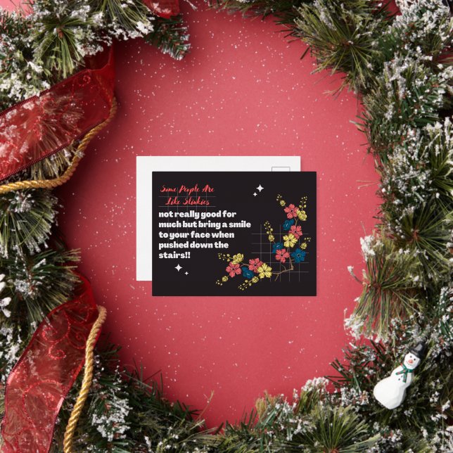 Some People Are Like Slinkies, Funny sarcastic  Foil Holiday Postcard (Insitu)