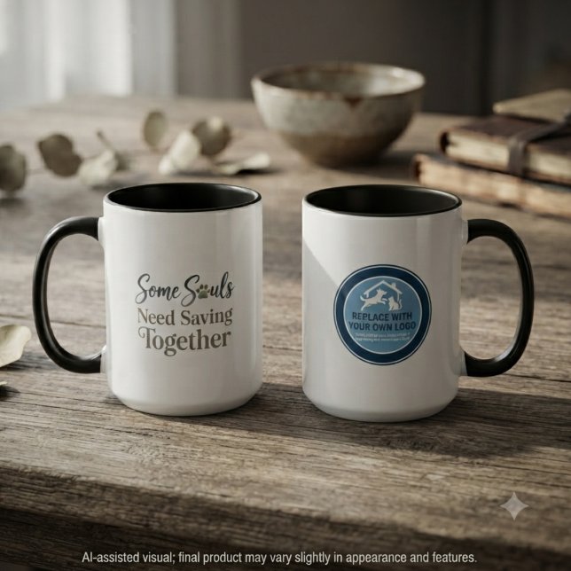 Some Souls Need Saving Together Rescue Logo Mug (Custom two-tone mugs for pet rescue supporters, perfect for daily coffee or gifts.)