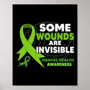 Some Wounds Are Invisible Ribbons Mental Health Aw Poster