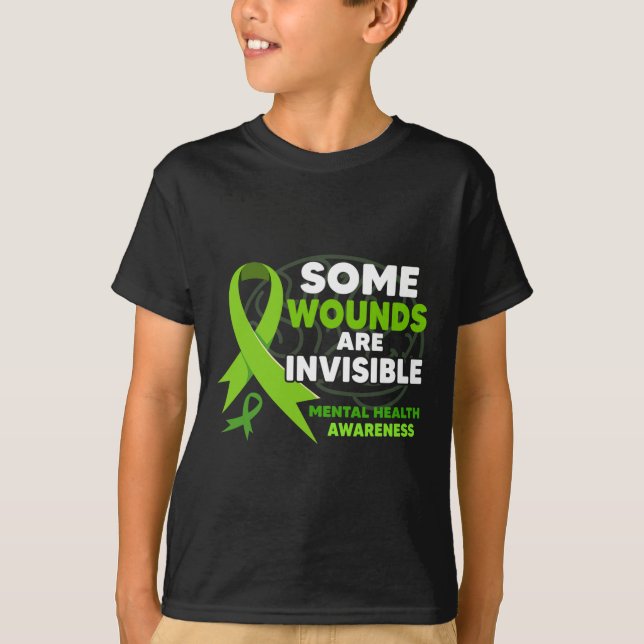 Some Wounds Are Invisible Ribbons Mental Health Aw T-Shirt (Front)
