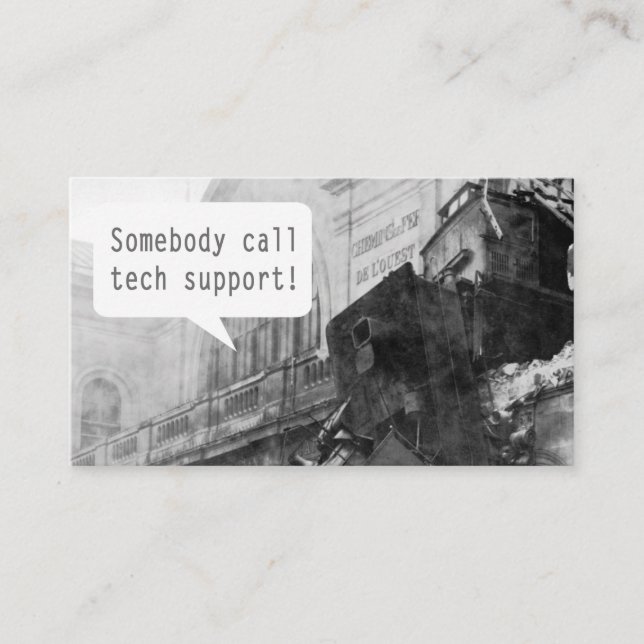 Somebody Call Tech Support Train Wreck Business Card (Front)