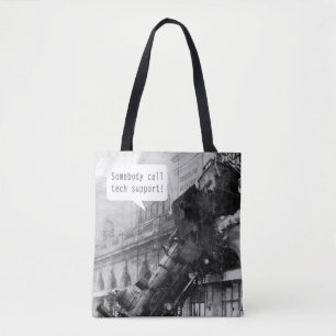 Somebody Call Tech Support Train Wreck Tote Bag