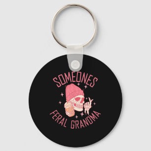 Somebody's Feral Grandma Halloween Skeleton Key Ring