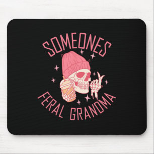 Somebody's Feral Grandma Halloween Skeleton Mouse Pad