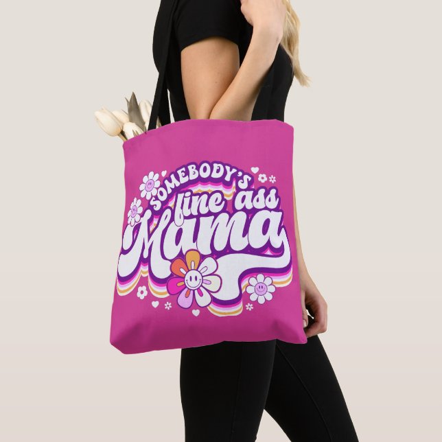 Somebody's fine Mama hot pink Tote Bag (Close Up)