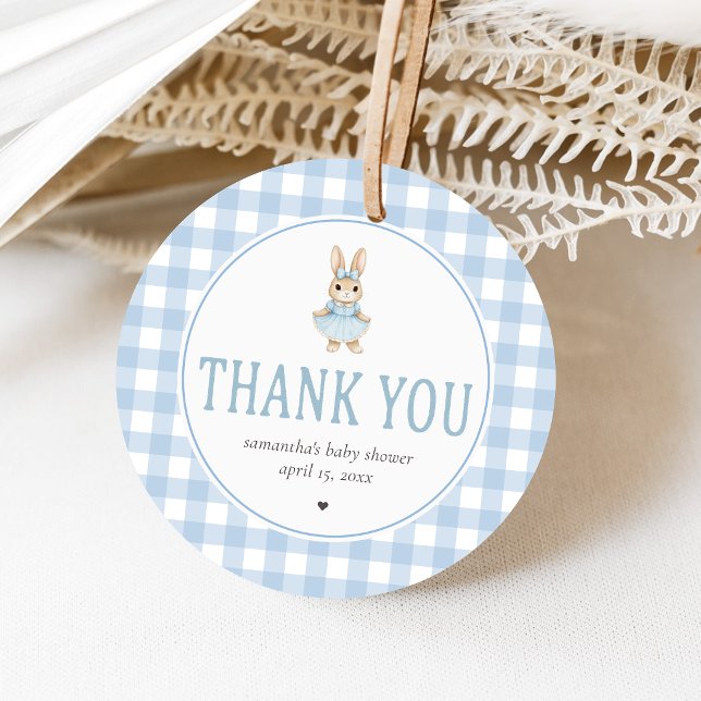 Somebunny Baby Shower Favour Tags (Gingham Little Bunny Baby Shower Favor Tags)