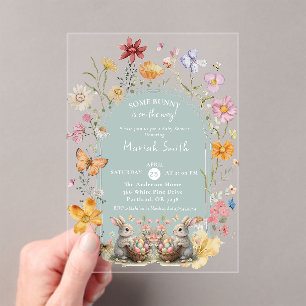 SomeBunny Easter Wildflower Baby Shower Acrylic Invitations