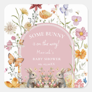 SomeBunny Easter Wildflower Baby Shower Square Sticker