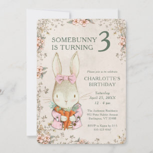 Somebunny is Turning Three 3rd Birthday Invitation