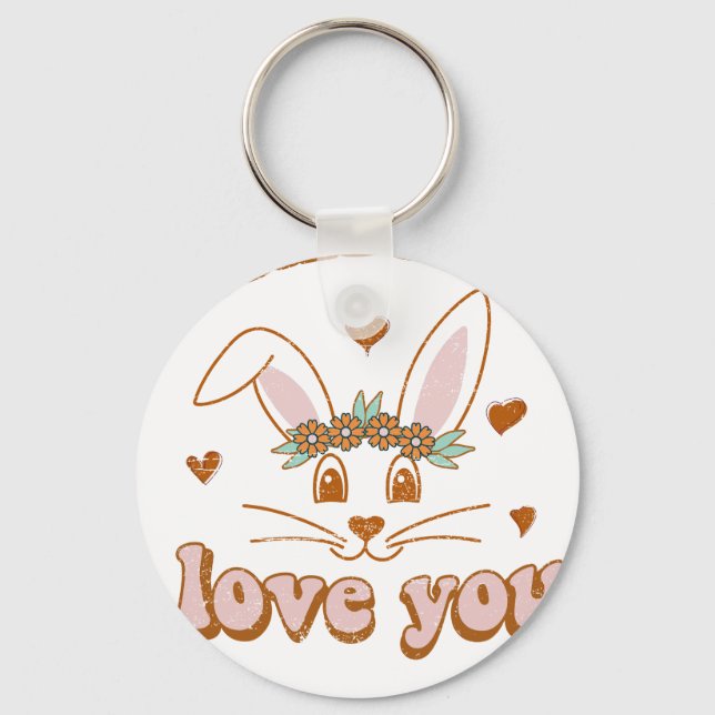 somebunny love you, retro, vintage key ring (Front)