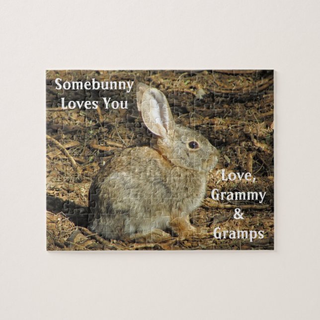 Somebunny Loves You Adorable Bunny Photo Animal Jigsaw Puzzle (Horizontal)