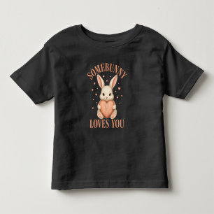 Somebunny Loves You Cute Bunny Black T-Shirt