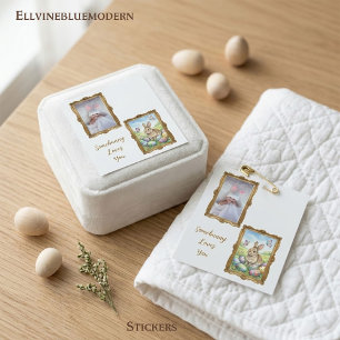 Somebunny Loves You Photo Frame Easter Square Sticker