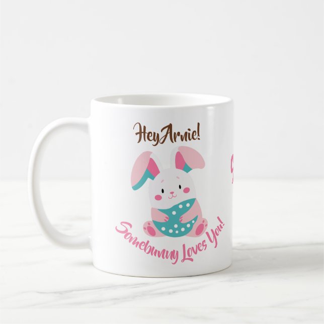 Somebunny Needs Coffee Cute Easter Gift Mug (Left)