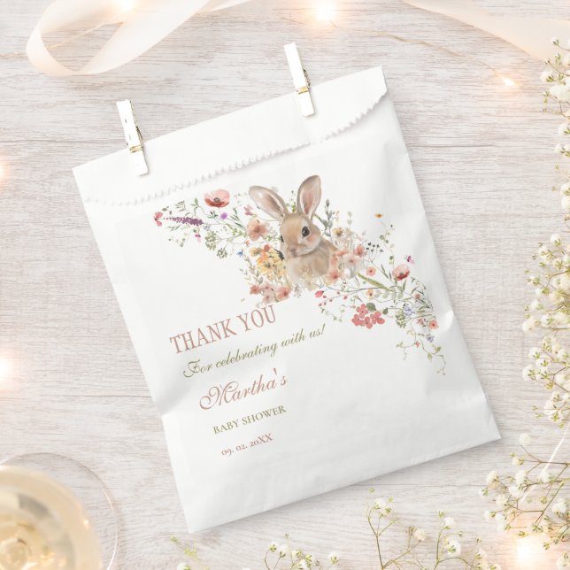 Somebunny on the way Easter Wildflower baby Shower Favour Bags (Clipped)