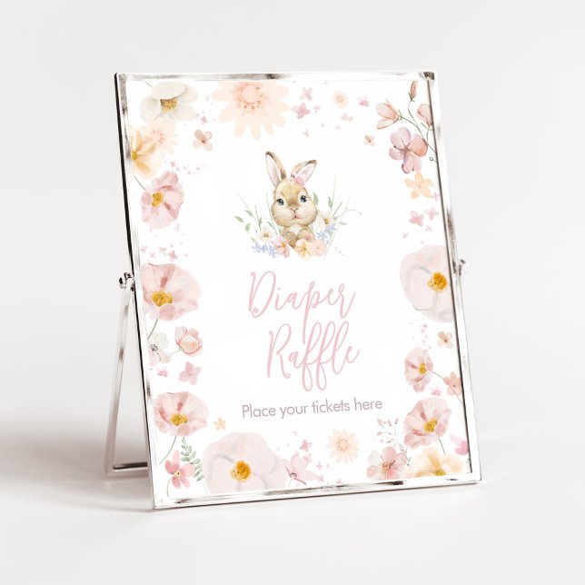 Somebunny Rabbit Baby Shower Diaper Raffle Poster (Rabbit Somebunny Baby Shower Diaper Raffle Sign)