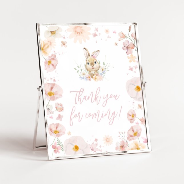 Somebunny Rabbit Baby Shower Thank you for Coming Poster (Rabbit Somebunny Baby Shower Thank you for Coming Sign)