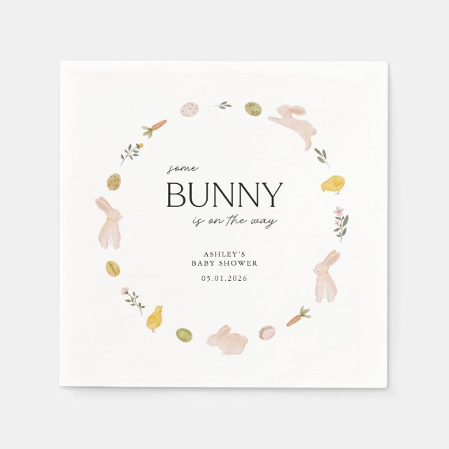 Somebunny Spring Easter Baby Shower Napkin (Front)