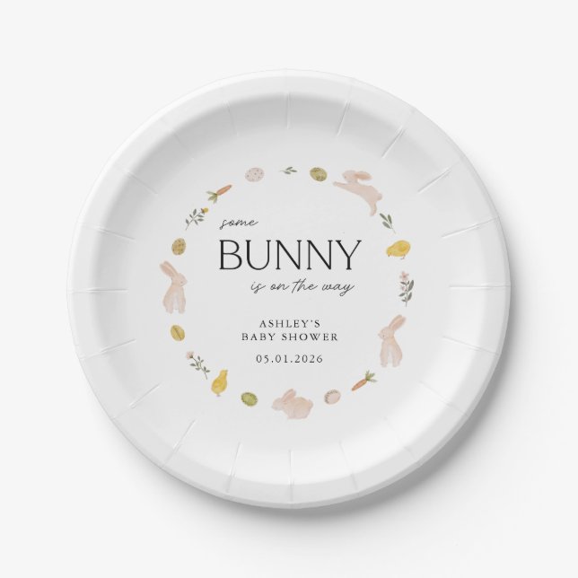 Somebunny Spring Easter Baby Shower Paper Plate (Front)