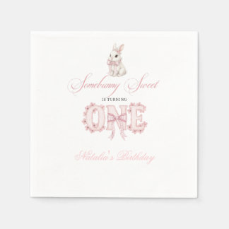 Somebunny Sweet 1st Birthday Spring Floral Invitat Napkin