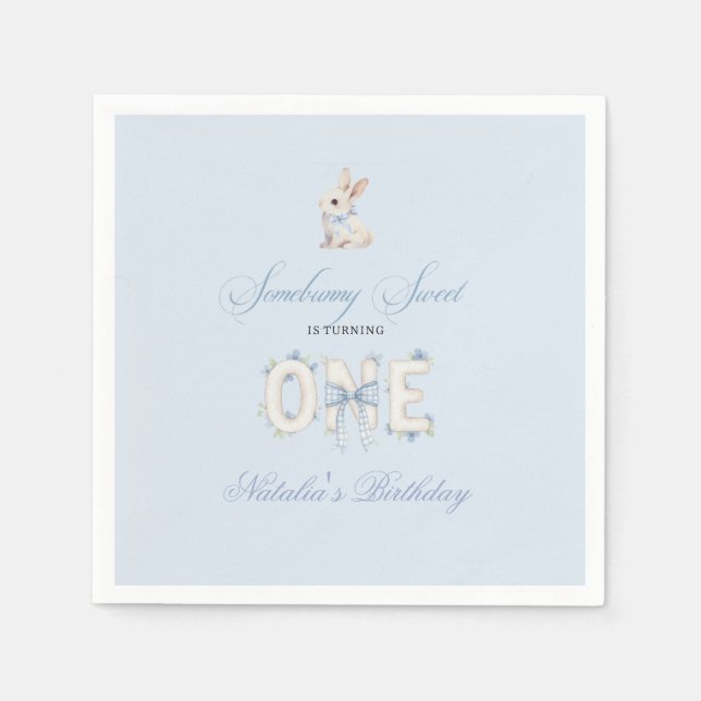 Somebunny Sweet 1st Birthday Spring Floral Invitat Napkin (Front)