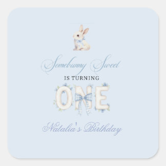 Somebunny Sweet 1st Birthday Spring Floral Invitat Square Sticker