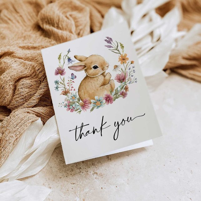 Somebunny Wildflower Baby Shower Thank You Card (Creator Uploaded)