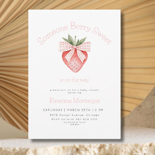 Someone Berry Sweet Clean Strawberry Baby Shower Invitation