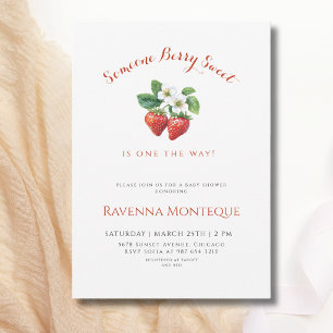 Someone Berry Sweet Clean Strawberry Baby Shower Invitation